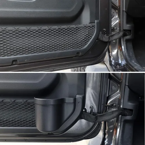 Vista 3 de JeCar Caja de almacenamiento para bolsillo de puerta delantera con portavasos para puerta delantera, accesorios interiores compatibles con Jeep