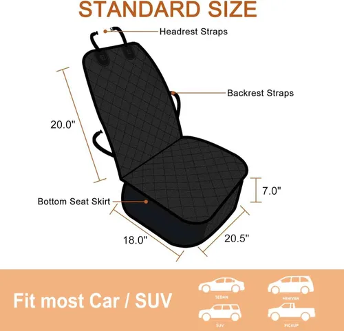 Vista 4 de Funda para asiento delantero de automóvil para perro, impermeable, a prueba de arañazos y antideslizante, duradera para asiento delantero