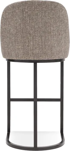 Vista 59 de Leick Home 214536 Barrelback Silla de comedor con base de metal, juego de 2, para comedor, asiento moderno de lino negro y base de metal dorado