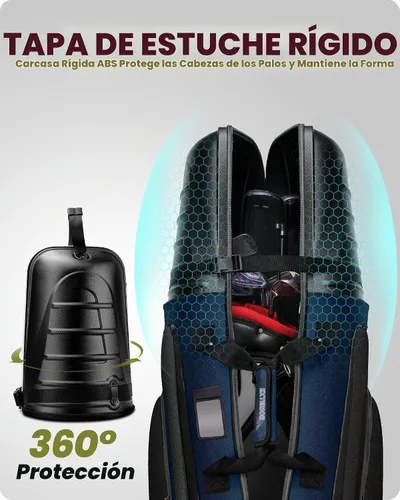 Vista 2 de Bolsas de viaje de golf OutdoorMaster para aerolíneas con ruedas y parte superior de caja rígida, protegen los palos de golf, ligeras y fáciles