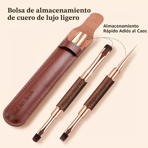 Vista 4 de Builder Gel Brush - Pinceles de uñas para Polygel, 2 piezas de doble punta