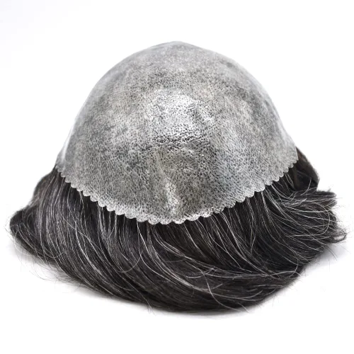 Vista 27 de Toupee para hombre 100% cabello humano real tupé para hombres 0.004 in piel de poliuretano para hombre, sistema de reemplazo de piezas de pelo