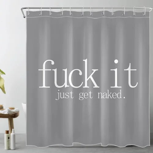Vista 10 de LB Fuck It Get Naked - Cortina de ducha pequeña de 48 x 68 pulgadas, forro de cortina de ducha en blanco y negro, cortina de ducha estrecha
