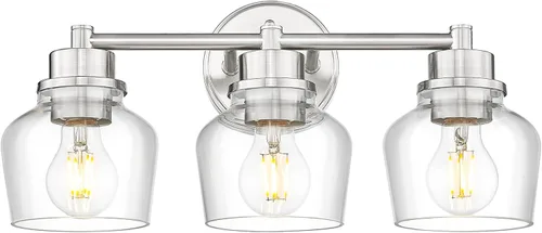 Vista 14 de Lámpara de tocador dorada Emak con pantalla de vidrio lechoso, accesorios modernos de iluminación de baño sobre espejo, 3 luces de tocador de baño