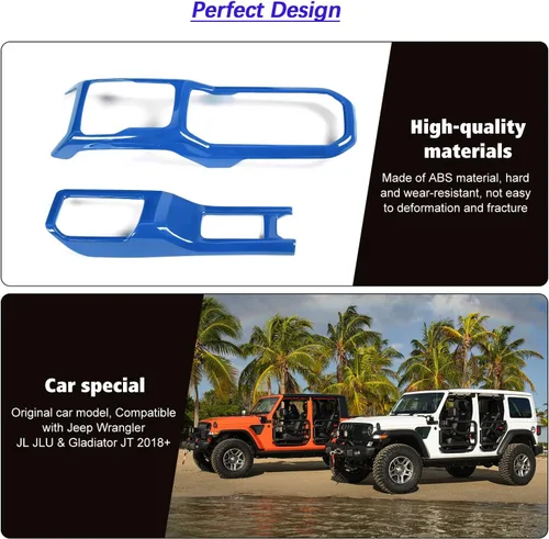 Vista 5 de Consola Central 4WD Panel de Cambio de Marchas y Portavasos para 2018-2024+ Jeep Wrangler JL JLU Gladiator JT (Azul)