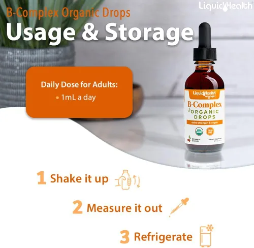 Vista 4 de LIQUIDHEALTH USDA - Gotas de complejo orgánico de vitamina B para hombres y mujeres, energía natural, enfoque mejorado, memoria y estado de ánimo