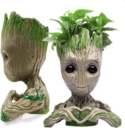 Vista 4 de Abomet Groot - Maceta para suculentas, 6 x 4 pulgadas, para plantas de interior, decoración de jardín, escritorio, soporte para lápices Groot