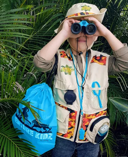 Vista 6 de Adventure Kidz - Kit de exploración al aire libre, binoculares, linterna, brújula, silbato, lupa, paquete de mochila (14 artículos)