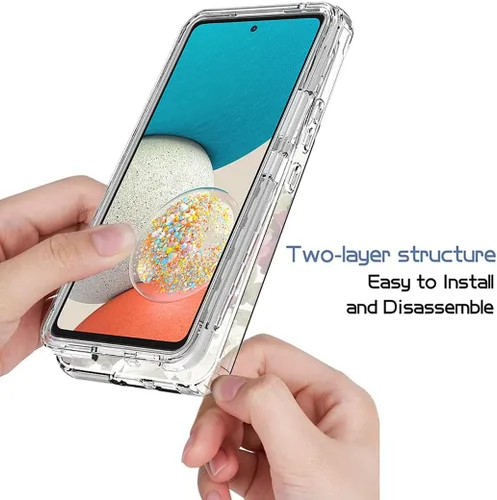 Vista 4 de Funda de teléfono para Galaxy A53 5G, Samsung A53 5G SM-A536U con protector de pantalla de vidrio templado, funda protectora de cuerpo completo