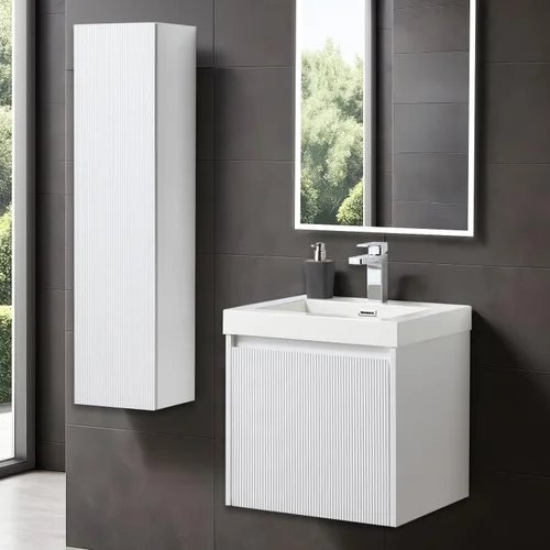 Vista 13 de Blossom Lavabo de baño de 20 pulgadas con tocador, todo en madera montado en la pared, gabinete flotante de baño con tocador con fregadero