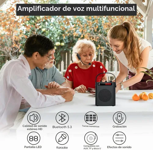 Vista 3 de Amplificador de voz Bluetooth de 40 W con micrófono de auriculares
