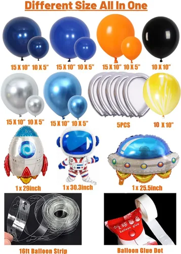 Vista 8 de Kit de Arco de Guirnalda de Globos del Espacio Exterior DIY 148 piezas para Baby Shower del Espacio Exterior Cumpleaños Two the Moon Temática