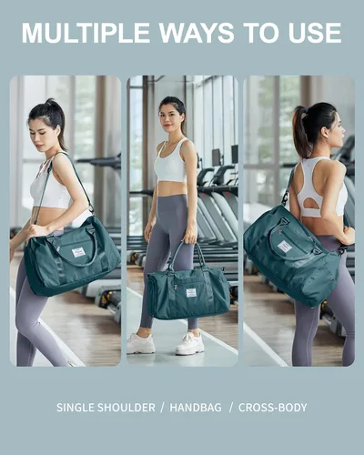 Vista 3 de Bolsa de lona de viaje, bolsas de fin de semana para mujeres y hombres, bolsa de transporte durante la noche, bolsa de hospital, bolsa de gimnasio