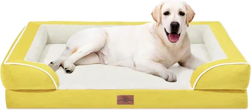 Vista 111 de Comfort Expression - Cama ortopédica para perros medianos, 28 x 19 pulgadas, cama impermeable y de apoyo de espuma con cojines removibles, sofá