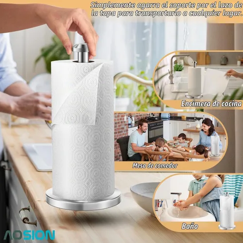 Vista 5 de AOSION Paquete de 2 soportes para toallas de papel de acero inoxidable
