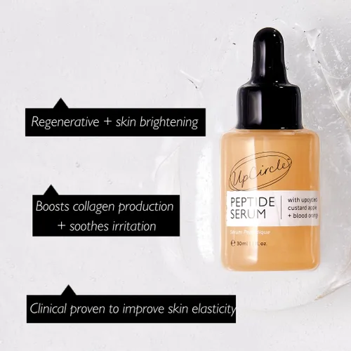 Vista 3 de UpCircle Suero peptídico – Mejora la elasticidad de la piel + aumenta el colágeno – Crema de manzana, rica en vitamina C + naranja sanguina ilumina