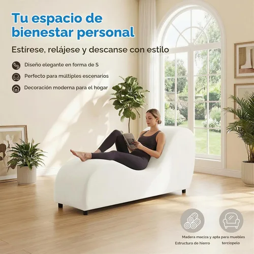 Vista 7 de Mjkone Tumbona de yoga de terciopelo para interiores, color beige