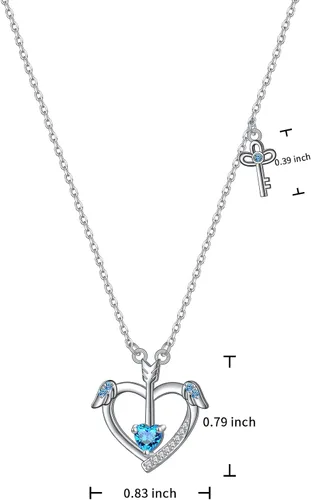 Vista 4 de Collar de plata de ley S925 con dije de unicornio, collar con dije de corazón, joyería para mujeres, mamá, novia