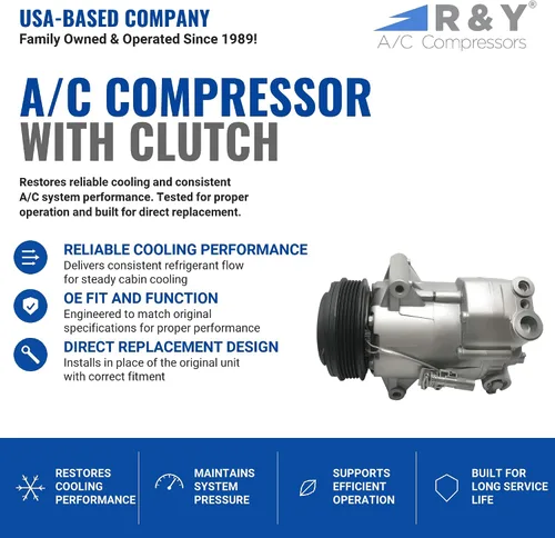 Vista 2 de Compresor de CA RYC y embrague de A/C AEG273 (se adapta a Buick Verano 2.0L, 2.4L 2012, 2013, 2014, 2015, 2016, 2017)