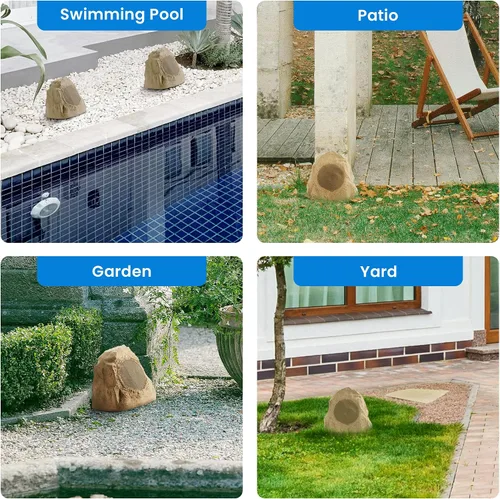 Vista 5 de Theater Solutions 2R4S - Juego de 2 altavoces de piedra arenisca para exteriores, patio, piscina, spa