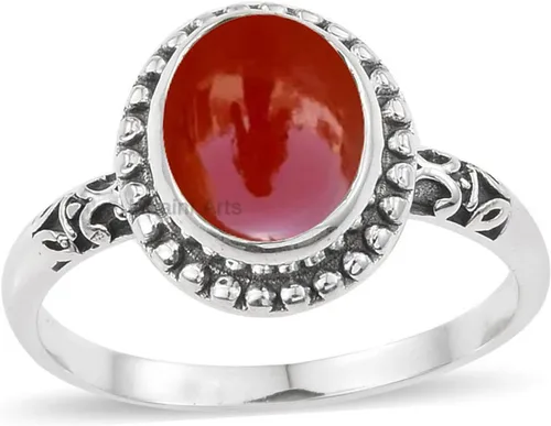 Vista 28 de Anillo de plata de ley 925 para mujer, anillo único de gema ovalada hecho a mano