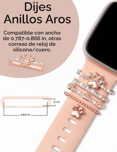 Vista 3 de 13 Pack de dijes para reloj Compatible con correas de Apple Watch/Samsung Galaxy/Google Pixel/Fitbit Versa/Sense, bucles de metal para iWatch Series