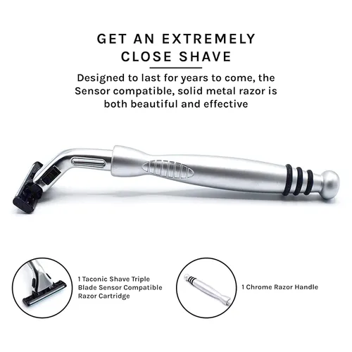 Vista 7 de Taconic Shave, Gillette Sensor & Sensor Excel - Maquinilla de afeitar de cabeza de pivote de triple cuchilla, incluye 1 cuchilla precargada, ofrece
