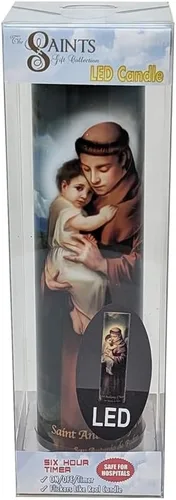 Vista 4 de St Anthony, vela de oración devocional sin llama LED, THE SAINTS COLLECTION