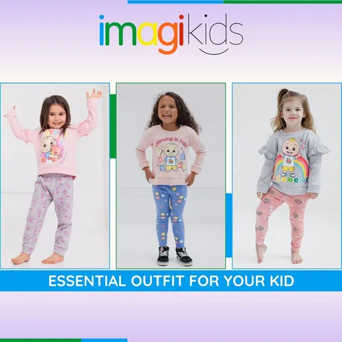 Vista 3 de CoComelon JJ - Conjunto de sudadera y pantalones de forro polar para niñas pequeñas