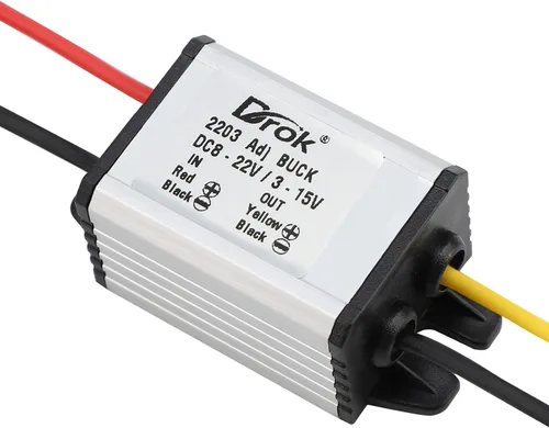Vista 4 de DROK Convertidor de voltaje de CC a CC impermeable regulador de voltaje 8-22V a 3-15V 5V 12V 3A salida ajustable transformador de fuente