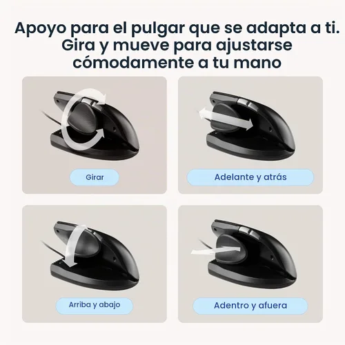 Vista 3 de Contour Unimouse - Ratón vertical ergonómico ajustable de 35° a 70°, ángulo de inclinación de 35° a 70°, 6 botones programables para productividad