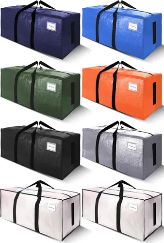 Vista 21 de SWEET DOLPHIN Paquete de 8 bolsas de mudanza resistentes de 200 libras con asas envolventes, bolsas de almacenamiento extra grandes para ahorrar