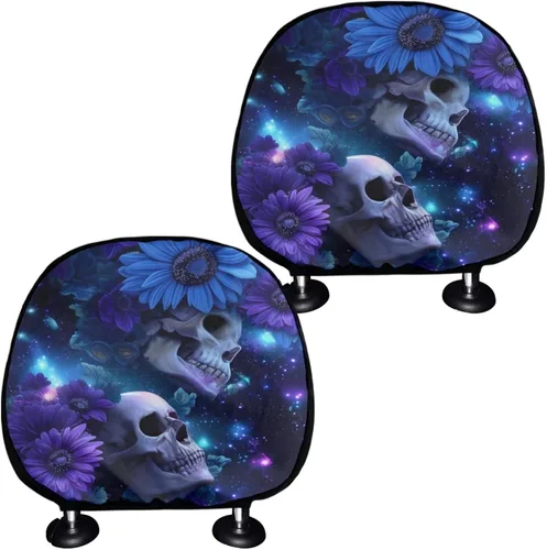Vista 24 de Funda universal para reposacabezas de auto con estampado de vaca azteca, girasol, 2 piezas, funda universal para reposacabezas de asiento