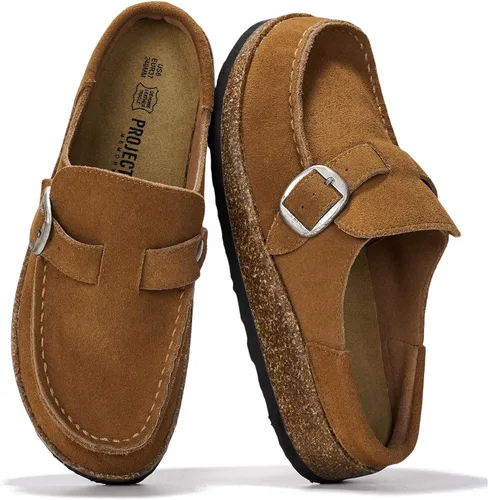 Vista 6 de Project Cloud – Zuecos estilo mocasín para mujer de cuero 100% auténtico, con espuma viscoelástica, resistentes al agua, tipo slip-on