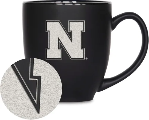 Vista 305 de Rico Industries - Taza de cerámica mate negra con grabado láser estándar de 15oz para NCAA (escuelas T & U) - Para bebidas calientes o frías