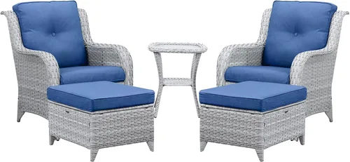 Vista 10 de Belord Mesa auxiliar pequeña para exteriores, mesa de mimbre de vidrio templado, mesa de centro impermeable para patio, mesa auxiliar de ratán