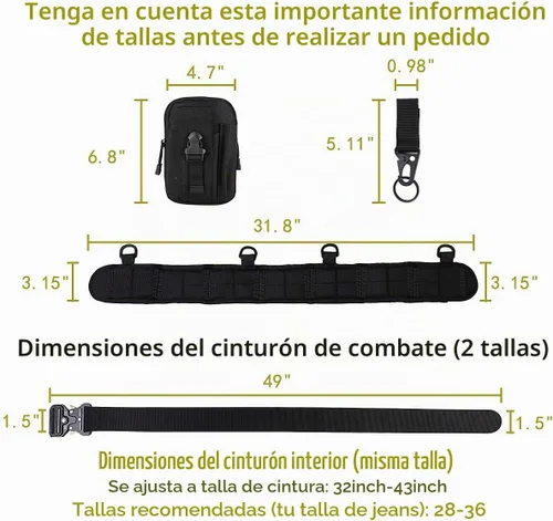 Vista 4 de Conjunto de cinturón de batalla táctico, Molle, tiro, cinturón de guerra