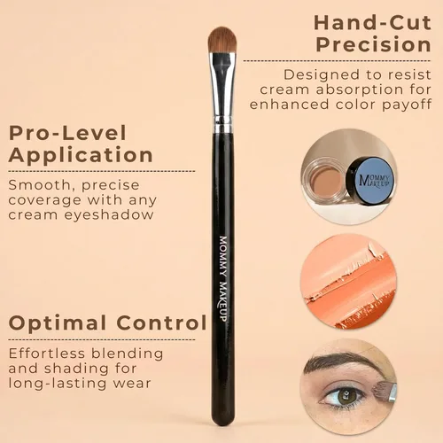 Vista 2 de Creme Definer - Brocha para sombra de ojos, cerdas veganas sintéticas suaves y gruesas de alta calidad, brocha plana para sombra de ojos en crema