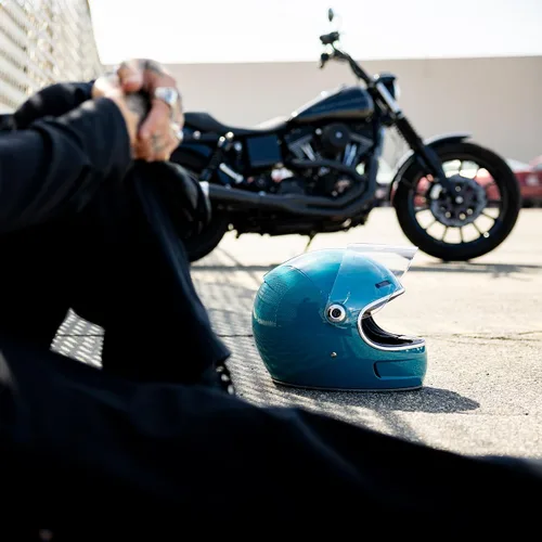 Vista 8 de Biltwell Gringo SV - Casco de motocicleta brillante Atlantic Teal ECE R22.06 DOT