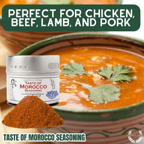 Vista 3 de Taste of Morocco - Condimento artesanal artesanal - Mezcla de especias gourmet - Sin OMG - 1.2 onzas - Lata magnética - Lote pequeño - Embalado a