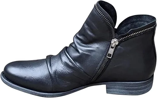 Vista 17 de Ladmiple Botas vaqueras para mujer, pantorrilla ancha, pie ancho, botas de tobillo vaquera occidental, botas de combate, zapatos para caminar