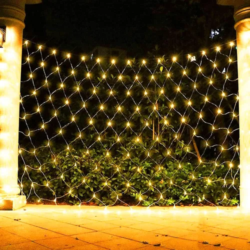 Vista 7 de FUNPENY Luces de Red LED de Navidad 360, 12 pies x 5 pies, Luces de Cadena de Navidad para Exteriores de Cable Transparente, 8 Modos, Impermeable
