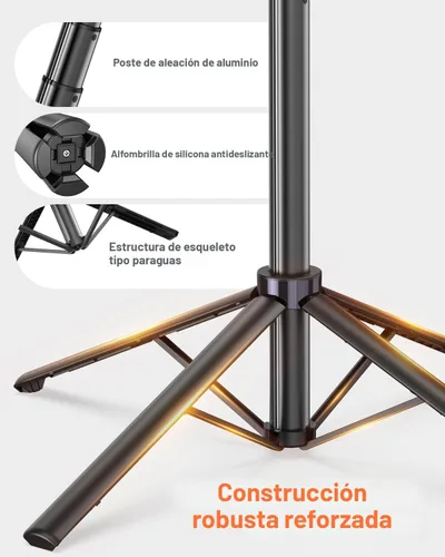 Vista 5 de Yeaki Trípode Automático de Seguimiento Facial de 71” para iPhone con Luz, Soporte de Teléfono Rotativo de 360° con Control Remoto Recargable