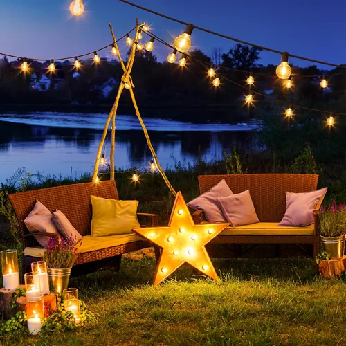 Vista 8 de Mlambert Luces de Cadena LED para Exteriores de 100 Pies, Luces Regulables para Patio Globo G40 con 50+3 Bombillas Impermeables Inastillables