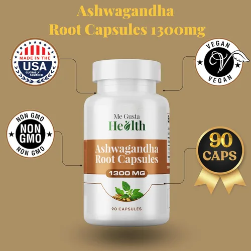 Vista 3 de Ashwagandha - Cápsulas de polvo de raíz de 1300 mg, soporte para el metabolismo de la cápsula para mujeres y hombres, apoyo inmunológico