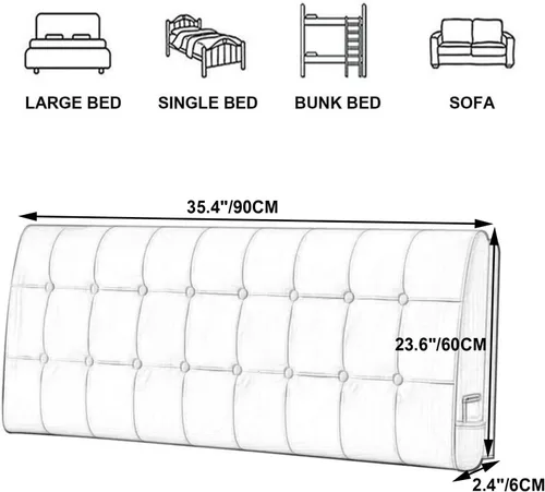 Vista 7 de Almohada de cuña tamaño matrimonial, cojín de cabecero suave, grande, respaldo de cama, almohada de lectura, funda de cabecera extraíble para litera