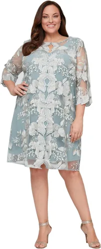 Vista 11 de Alex Evenings Vestido recto con cuello redondo y chaqueta para mujer de talla grande Paloma
