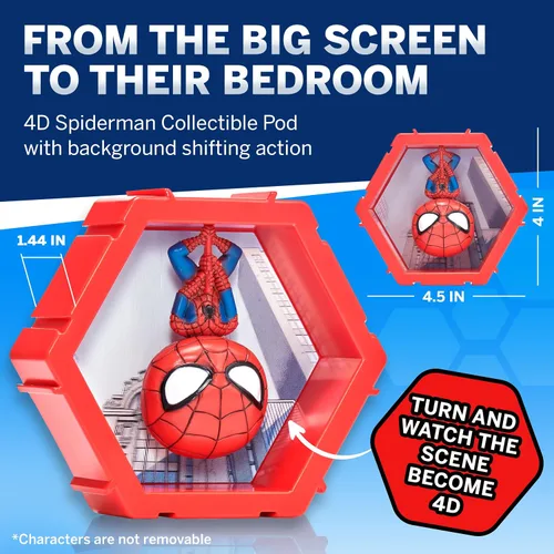 Vista 2 de WOW! PODS 4D Marvel - Spiderman y Black Panther (paquete de 2) - Figura de acción única conectable y coleccionable, exhibición de pared/estante