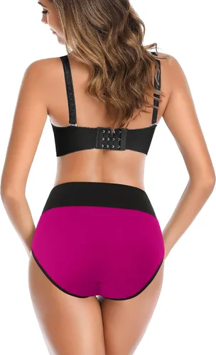 Vista 3 de OLIKEME Ropa interior de cintura alta para mujer, control de abdomen, algodón, talla grande, cobertura completa, paquetes adelgazantes, bragas