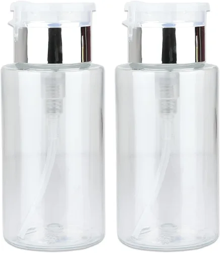 Vista 11 de Dispensador de bomba de empuje transparente de 7 onzas, botella recargable vacía con tapa abatible, para esmalte de uñas, viajes, embalaje